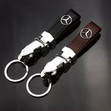 Mercedes Benz Car Logo Leopard Head PU Leather Keychain Key Pendant