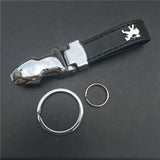 Peugeot Leopard PU Leather Car Keychain Key Ring Pendant