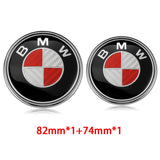2PCS BMW Logo X1 X3 X5 X6 1 3 5 7 Series 82mm Car Front Hood Sticker 74mm Auto Trunk Emblem Rear Badge Decal