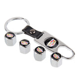 4pcs/set Cadillac Car Air Valve Stem Cap Auto Tyre Valve Covers with Keychain