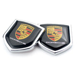 2PCS Porsche Metal Car Rear Sticker Shield Trunk Emblem Badge Decal