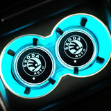 2pcs Skoda Logo Car Water Coasters 7-color LED Light Cup Mat Holder