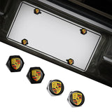 4pcs/set Porsche Logo Stainless Steel Car License Plate Bolts