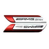 2pcs Mercedes Benz AMG Logo Metal Car Side Sticker Emblem Badge Decal Auto Body Decoration