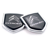 2PCS Citroen Metal Car Rear Sticker Shield Trunk Emblem Badge Decal