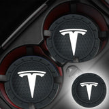 2pcs/set Tesla Logo PVC Waterproof Car Water Coaster