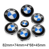 7PCS BMW 1 3 5 7 Series Car Front Hood Sticker Rear Emblem Badge Car Steering Wheel Sticker Wheel Center Hub Cap