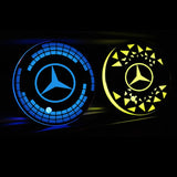 2pcs Mercedes Benz Logo Car Water Coasters 7-color LED Light Cup Mat Holder
