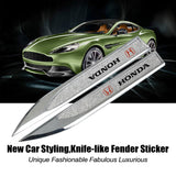 2pcs Honda Logo Metal Car Side Fender Sticker Emblem Badge