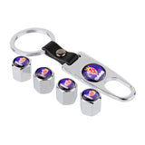 4pcs/set SAAB Car Air Valve Stem Cap Auto Tyre Valve Covers with Keychain
