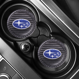 2pcs/set Subaru STI Carbon Fiber Car Water Coaster Non-slip Mat