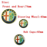7pcs/set Alfa Romeo Car Front Rear Emblem Badge Auto Hub Caps Car Steering Wheel Sticker
