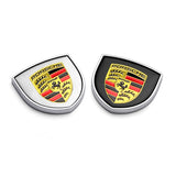 2pcs 39x39mm Porsche Shield Metal Car Window Sticker Emblem Badge Decal