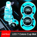 2pcs Land Rover Logo Car Water Coasters 7-color LED Light Cup Mat Holder