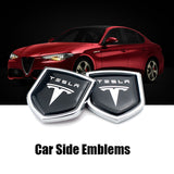 2PCS Tesla Metal Car Rear Sticker Shield Trunk Emblem Badge Decal