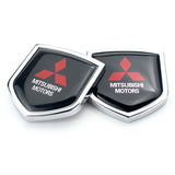 2PCS Mitsubishi Ralliart Metal Car Rear Sticker Shield Trunk Emblem Badge Decal
