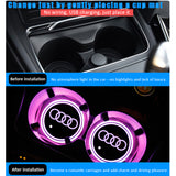 2pcs Audi RS S Line S4 S5 S6 S7 Logo Car Water Coasters 7-color LED Light Cup Mat Holder