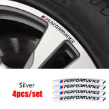 4pcs/set 9cm BMW Performance Aluminum Alloy Car Wheel Rim Tyre Sticker