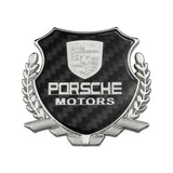 Porsche Metal Carbon Fiber Car Rear Sticker Shield Trunk Emblem Badge Decal