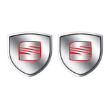 2pcs 39x39mm SEAT Shield Metal Car Window Sticker Emblem Badge Decal