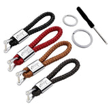 Jeep Logo PU Leather Braided Rope Car Keychain