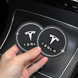2PCS Tesla Diamond Car Water Coaster Cup Mat