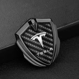 Tesla Shield Carbon Fiber Car Side Window Sticker Emblem Badge Decal
