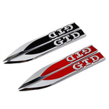 2pcs Volkswagen Rline GTI GTD Logo Metal Car Side Fender Sticker Emblem Badge Decal Decoration