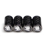 4pcs/set Skoda VRS Logo Carbon Fiber Car Air Valve Stem Cap Auto Tyre Valve Covers