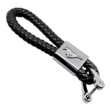 Ford Mustang Logo PU Leather Braided Rope Car Keychain