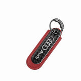 Audi Sline RS Logo PU Leather Carbon Fiber Car Keyring