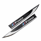 2pcs BMW M Power Logo Metal Car Side Fender Sticker Emblem Badge Decal Decoration