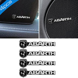 4pcs/set Abarth Metal Car Stereo Sticker Auto Audio Emblem Decal