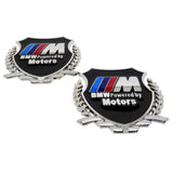 2PCS BMW M Power Metal Car Rear Sticker Shield Trunk Emblem Badge Decal