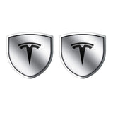 2pcs 39x39mm Tesla Shield Metal Car Window Sticker Emblem Badge Decal