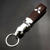 Mitsubishi Leopard PU Leather Car Keychain Key Ring Pendant