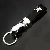 Peugeot Leopard PU Leather Car Keychain Key Ring Pendant