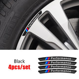 4pcs/set 9cm BMW Performance Aluminum Alloy Car Wheel Rim Tyre Sticker