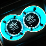 2pcs Land Rover Logo Car Water Coasters 7-color LED Light Cup Mat Holder