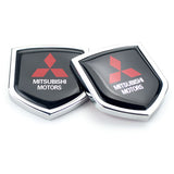 2PCS Mitsubishi Ralliart Metal Car Rear Sticker Shield Trunk Emblem Badge Decal