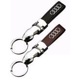 Audi Car Logo Leopard Head PU Leather Keychain Key Pendant