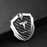 Tesla Shield Carbon Fiber Car Side Window Sticker Emblem Badge Decal