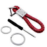 Jeep Logo PU Leather Braided Rope Car Keychain