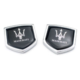 2PCS Maserati Metal Car Rear Sticker Shield Trunk Emblem Badge Decal