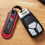 Audi Sline RS Logo PU Leather Carbon Fiber Car Keyring