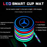 2pcs Mercedes Benz AMG Logo Car Water Coasters 7-color LED Light Cup Mat Holder