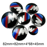 7PCS BMW 1 3 5 7 Series Car Front Hood Sticker Rear Emblem Badge Car Steering Wheel Sticker Wheel Center Hub Cap