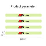 4pcs Audi Sline Luminous Car Door Bumper Strip Anti-collision Protection Sticker