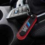 BMW M Power Logo PU Leather Carbon Fiber Car Keyring