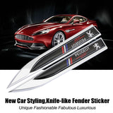 2pcs Peugeot Logo Metal Car Sider Fender Sticker Emblem Badge